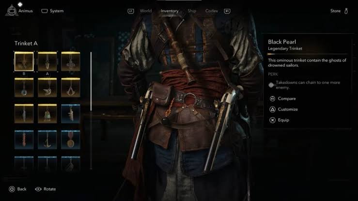 Trinkets selection screen