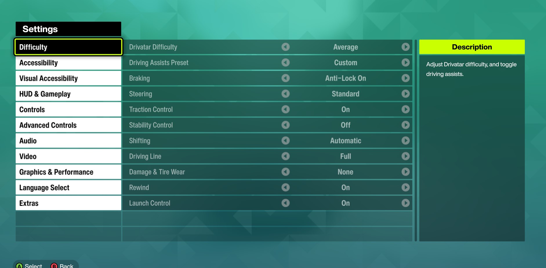 Settings 1
