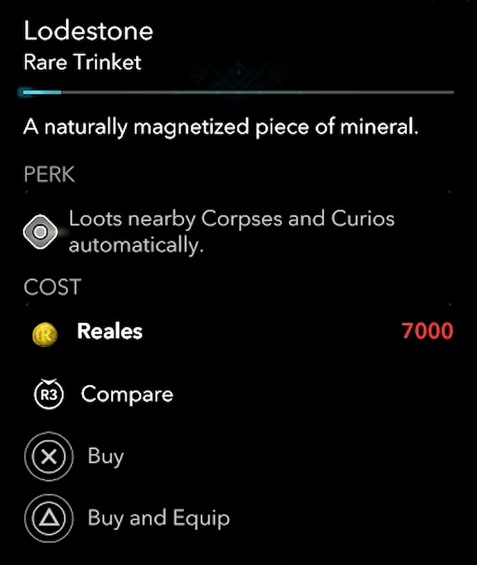 Lodestone trinket auto loot gameplay Black Flag Resynced